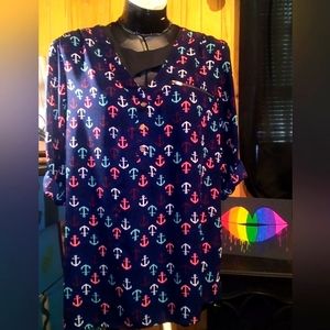 Wishful Park Navy Anchor Dress Size L